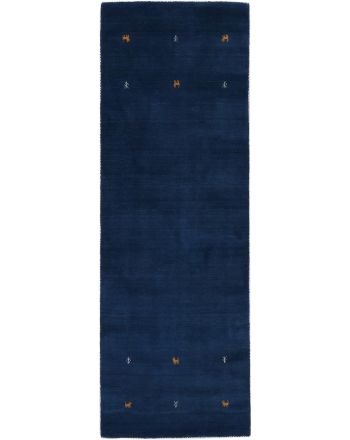 Tapis de laine Gabbeh Uni couloir Bleu