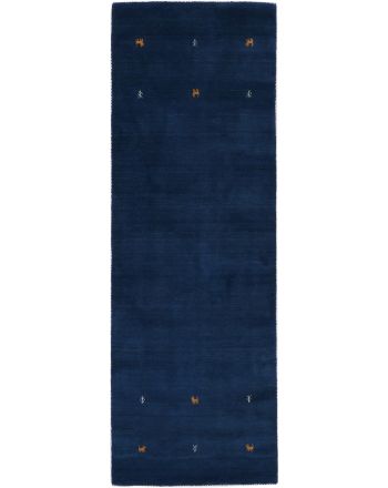 Tapis de laine Gabbeh Uni couloir Bleu
