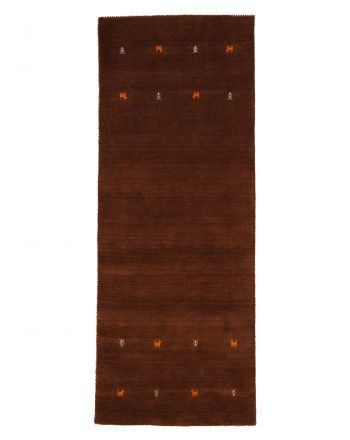 Tapis de laine Gabbeh Uni couloir Marron