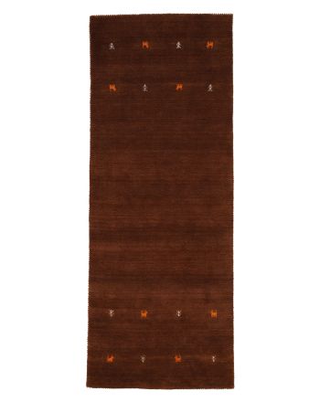 Tapis de laine Gabbeh Uni couloir Marron