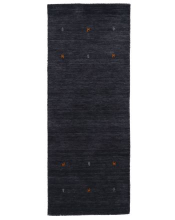 Tapis de laine Gabbeh Uni couloir Noir