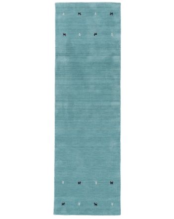 Tapis de laine Gabbeh Uni couloir Turquoise