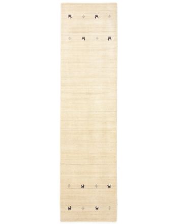 Tapis de laine Gabbeh Uni couloir Blanc