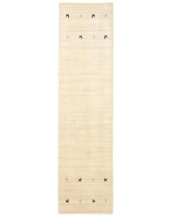 Tapis de laine Gabbeh Uni couloir Blanc