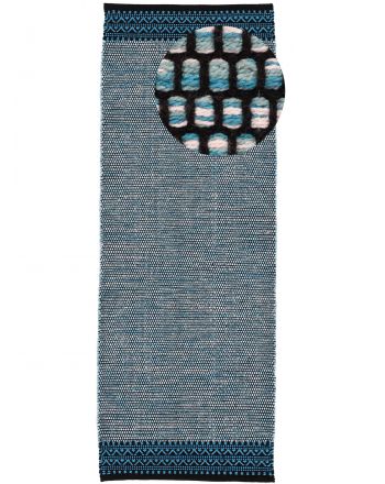 Tapis tissé à plat Kilim Mia couloir Bleu