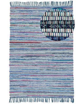 Tapis tissé à plat Kilim Chindi Bleu