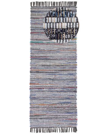 Tapis tissé à plat Kilim Chindi couloir Gris