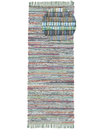 Tapis tissé à plat Kilim Chindi couloir Vert