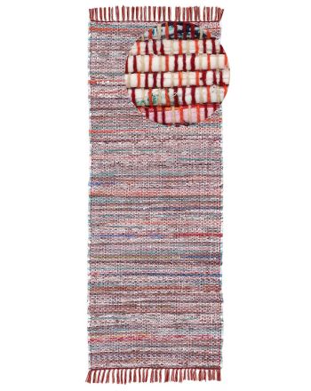 Tapis tissé à plat Kilim Chindi couloir Rouge