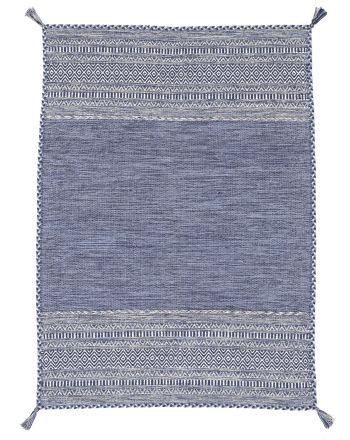 Tapis tissé à plat Kilim Azizi Bleu