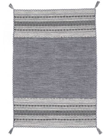 Tapis tissé à plat Kilim Azizi Gris