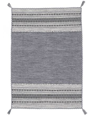 Tapis tissé à plat Kilim Azizi Gris