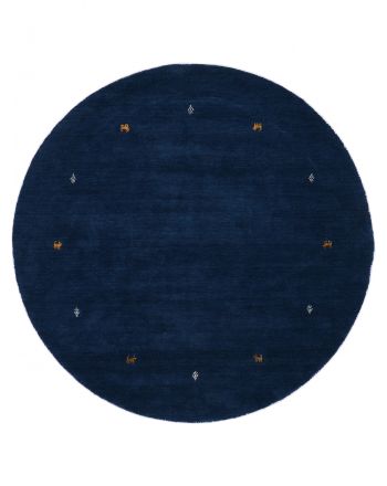 Tapis de laine Gabbeh Uni ronde Bleu