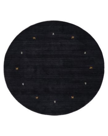 Tapis de laine Gabbeh Uni ronde Noir