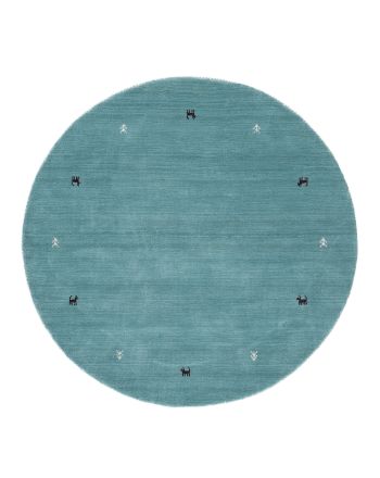 Tapis de laine Gabbeh Uni ronde Turquoise