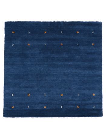 Tapis de laine Gabbeh Uni carré Bleu