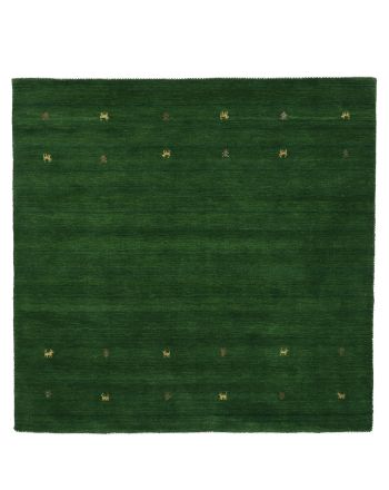 Tapis de laine Gabbeh Uni carré Vert