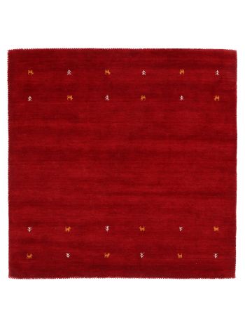 Tapis de laine Gabbeh Uni carré Rouge