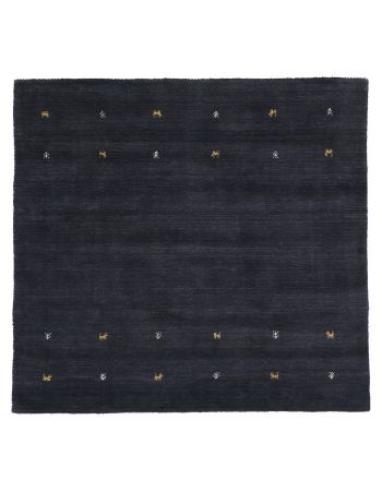 Tapis de laine Gabbeh Uni carré Noir
