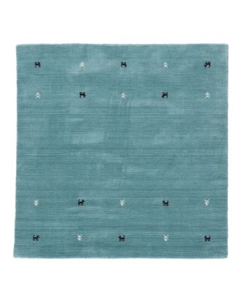 Tapis de laine Gabbeh Uni carré Turquoise