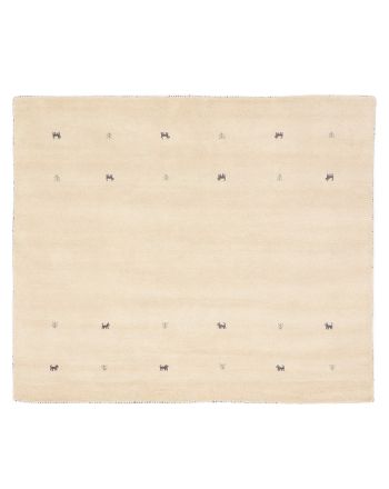 Tapis de laine Gabbeh Uni carré Blanc