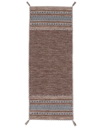 Tapis tissé à plat Kilim Azizi couloir Marron