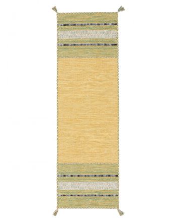 Tapis tissé à plat Kilim Azizi couloir Jaune