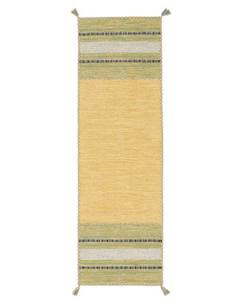 Tapis tissé à plat Kilim Azizi couloir Jaune