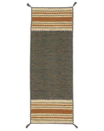 Tapis tissé à plat Kilim Azizi couloir Vert