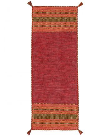 Tapis tissé à plat Kilim Azizi couloir Rouge