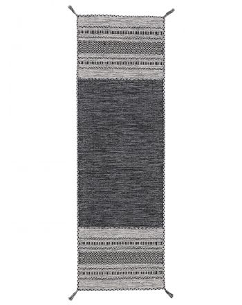 Tapis tissé à plat Kilim Azizi couloir Noir
