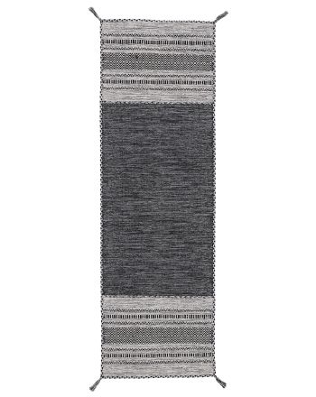 Tapis tissé à plat Kilim Azizi couloir Noir