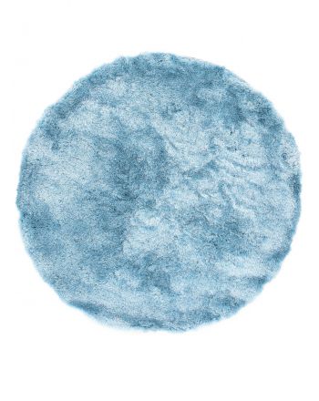 Tapis à poils longs Breeze ronde Bleu clair