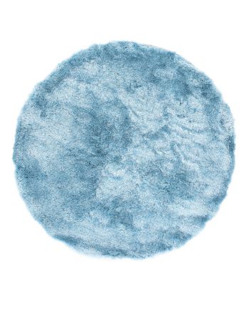 Tapis à poils longs Breeze ronde Bleu clair