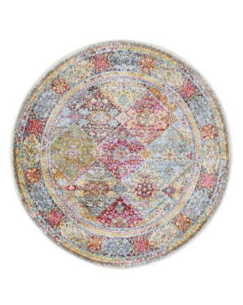 Tapis Vintage Harleen ronde Multicouleur