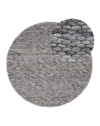 Tapis de laine Sina ronde Gris chiné