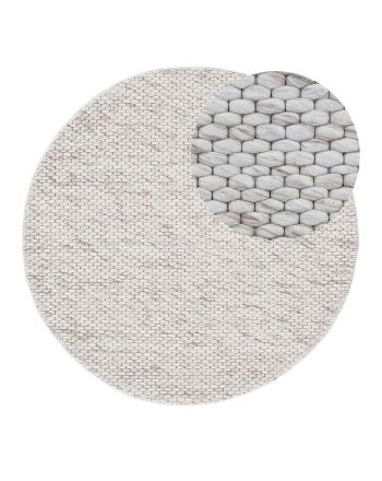 Tapis de laine Sina ronde Beige chiné