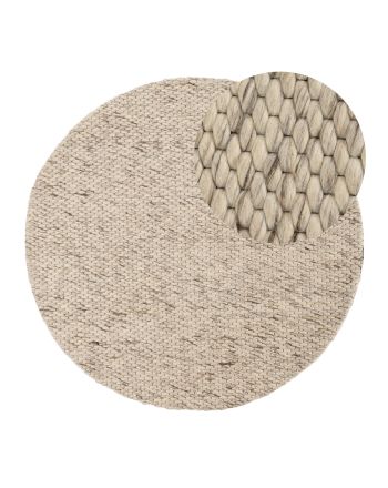 Tapis de laine Sina ronde Gris clair chiné