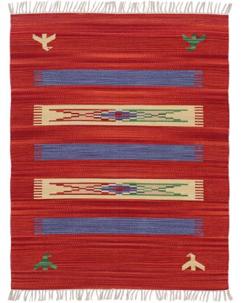 Tapis tissé à plat Kilim Dodi Rouge