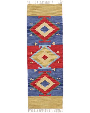 Tapis tissé à plat Kilim Svea couloir Multicouleur