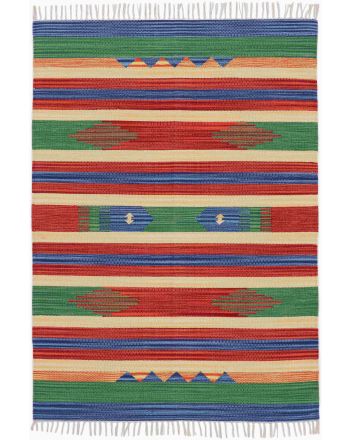 Tapis tissé à plat Kilim Samia Vert