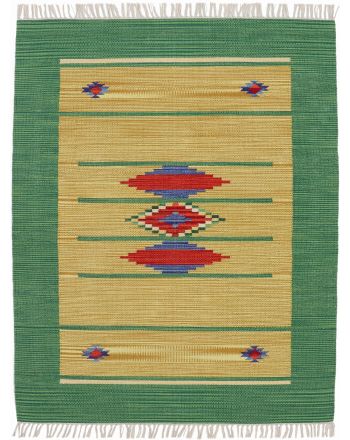 Tapis tissé à plat Kilim Nilay Vert