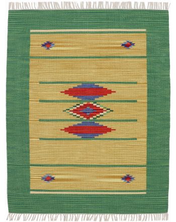 Tapis tissé à plat Kilim Nilay Vert