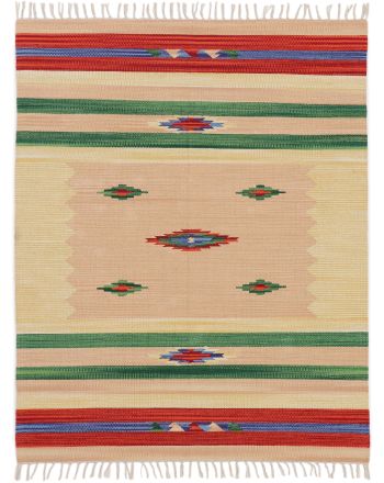 Tapis tissé à plat Kilim Mira Beige