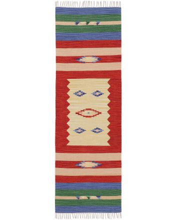 Tapis tissé à plat Kilim Mira couloir Rouge