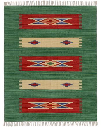 Tapis tissé à plat Kilim Tara Vert