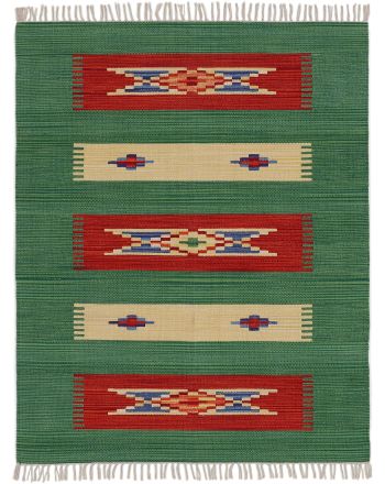 Tapis tissé à plat Kilim Tara Vert