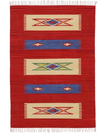 Tapis tissé à plat Kilim Tara Rouge