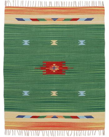 Tapis tissé à plat Kilim Amal Vert