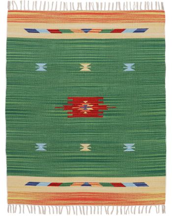 Tapis tissé à plat Kilim Amal Vert